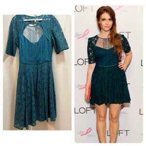 BCBG Max Azria Julya Teal Lace Dress - ASO Holland Rodan - Size 8, Cotton Blend